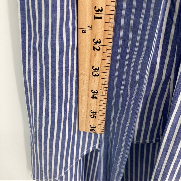 A New Day Pin Stripe Belted Waist Flare Sleeve Wrap Top Dress 1X NEW - Picture 10 of 10